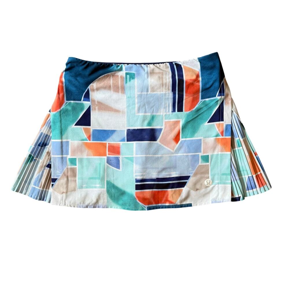 Lululemon Peek Pleat High Rise Tennis Skirt Geometric Night Sea Women's Size 6